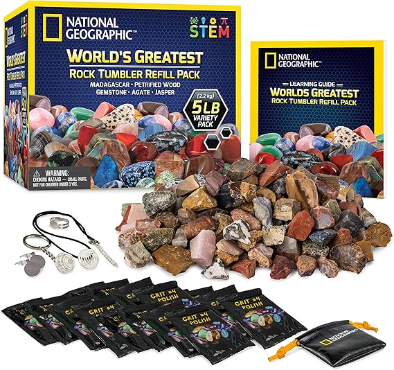NATIONAL GEOGRAPHIC Rock Tumbler Refill 5 Pound Mix of Rocks and Gemstones for