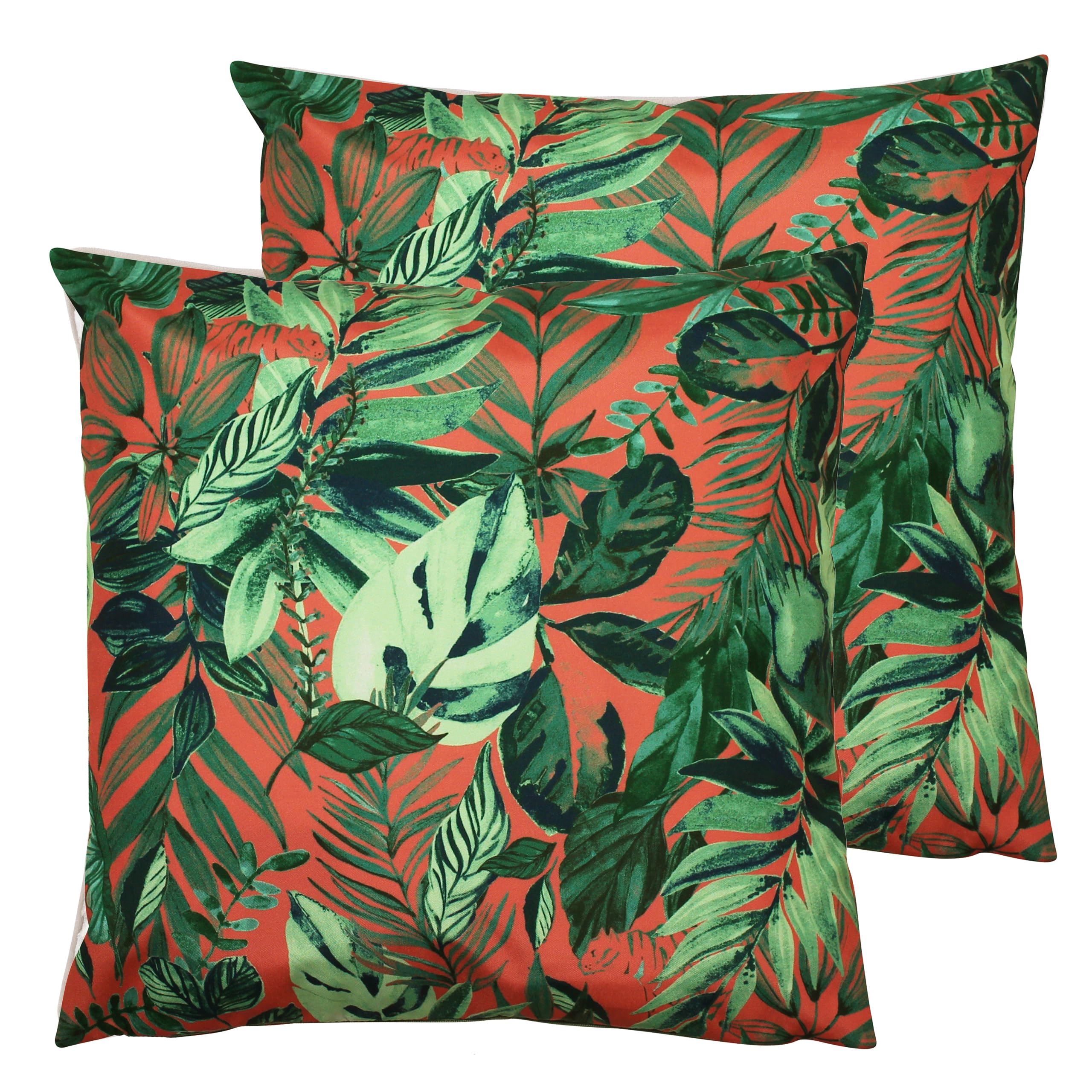 furn. Psychedelic Jungle Outdoor Cushions Twin Pack, Coral, 43 x 43cm