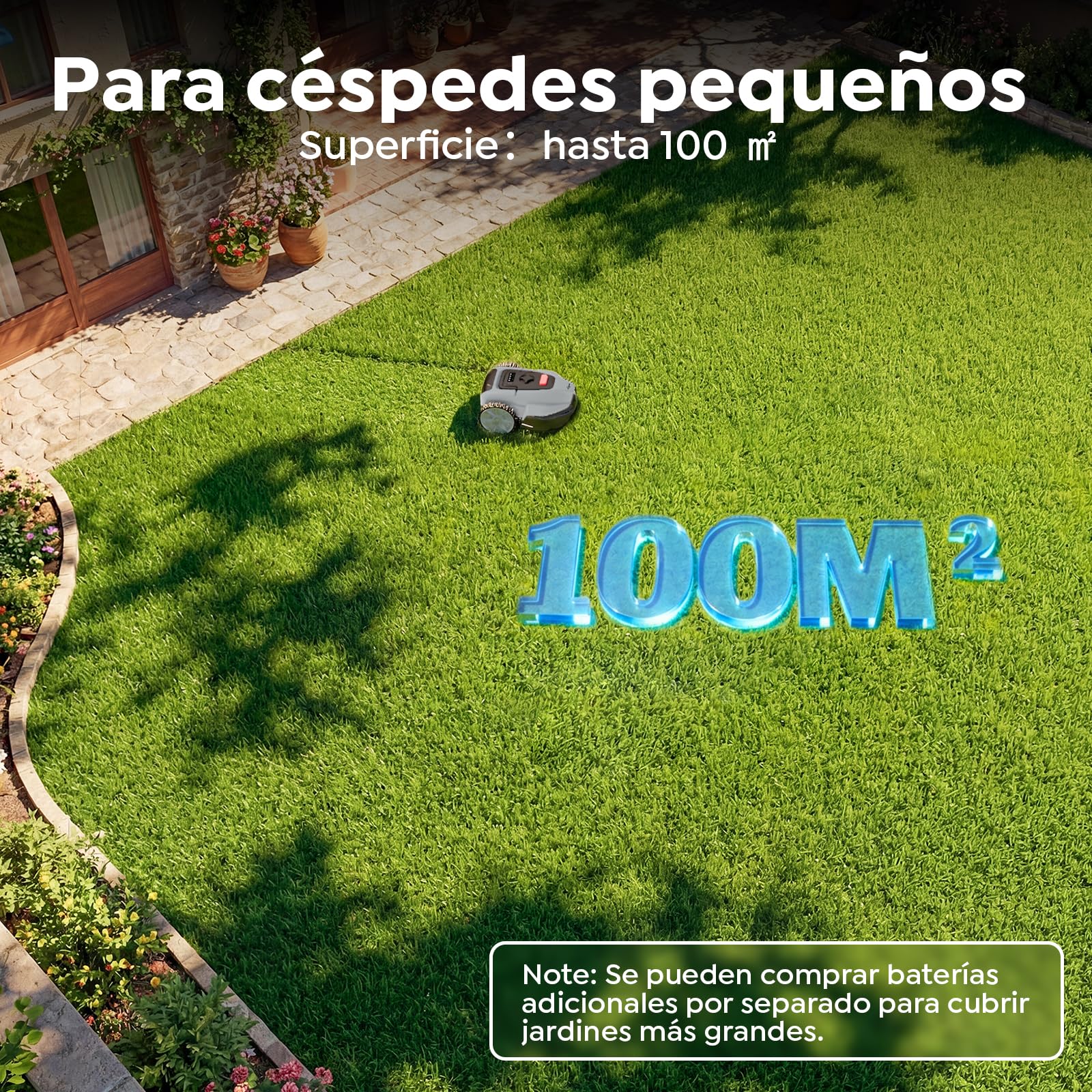 YARDCARE V3 Robot Cortacésped sin Cable Perimetral | Navegación Visual, Detección de 150+ Obstáculos, Control por App, 50 dB, Bandas Magnéticas