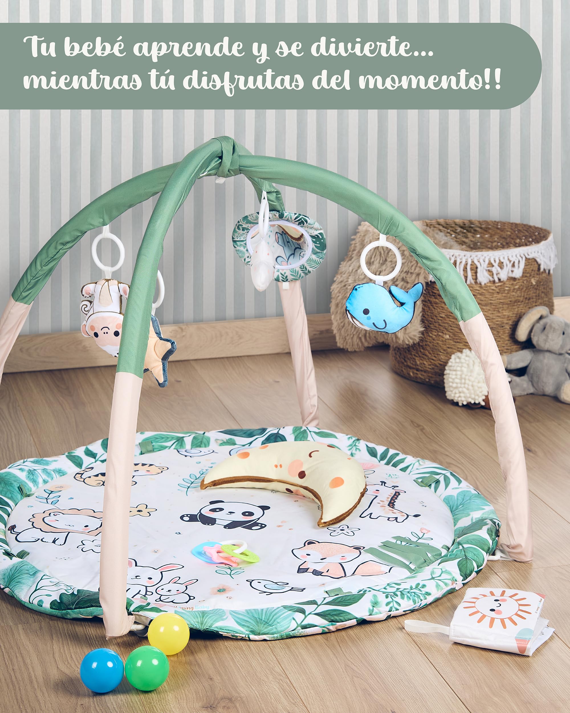 Gimnasio Bebe, Reversible 8 Juguetes Valla 10 Bolas Cojín Tummy, Gimnasio Bebe 0-6 meses, Tapete Actividades Bebe, Manta Actividades Bebe, Tummy Time Bebe, Alfombra Bebe, Manta Meses