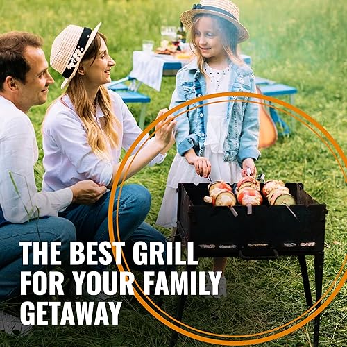 Miniatura 7 de CKG Parrilla de barbacoa portátil resistente plegable Kazan Mangal BBQ Kabab Shashlyk Estufa de camping Viaje al aire libre 6 pinchos Brasero 0.079