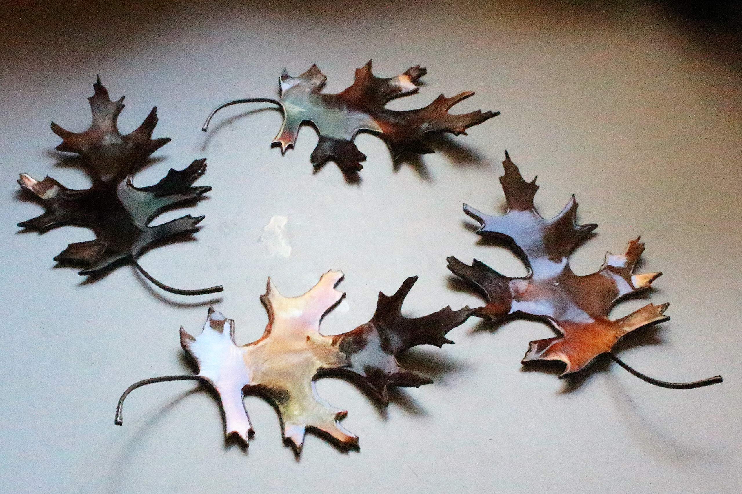 METAL OAK LEAVES 4 natural look counter/table top COPPER/BRONZE 5" wide
