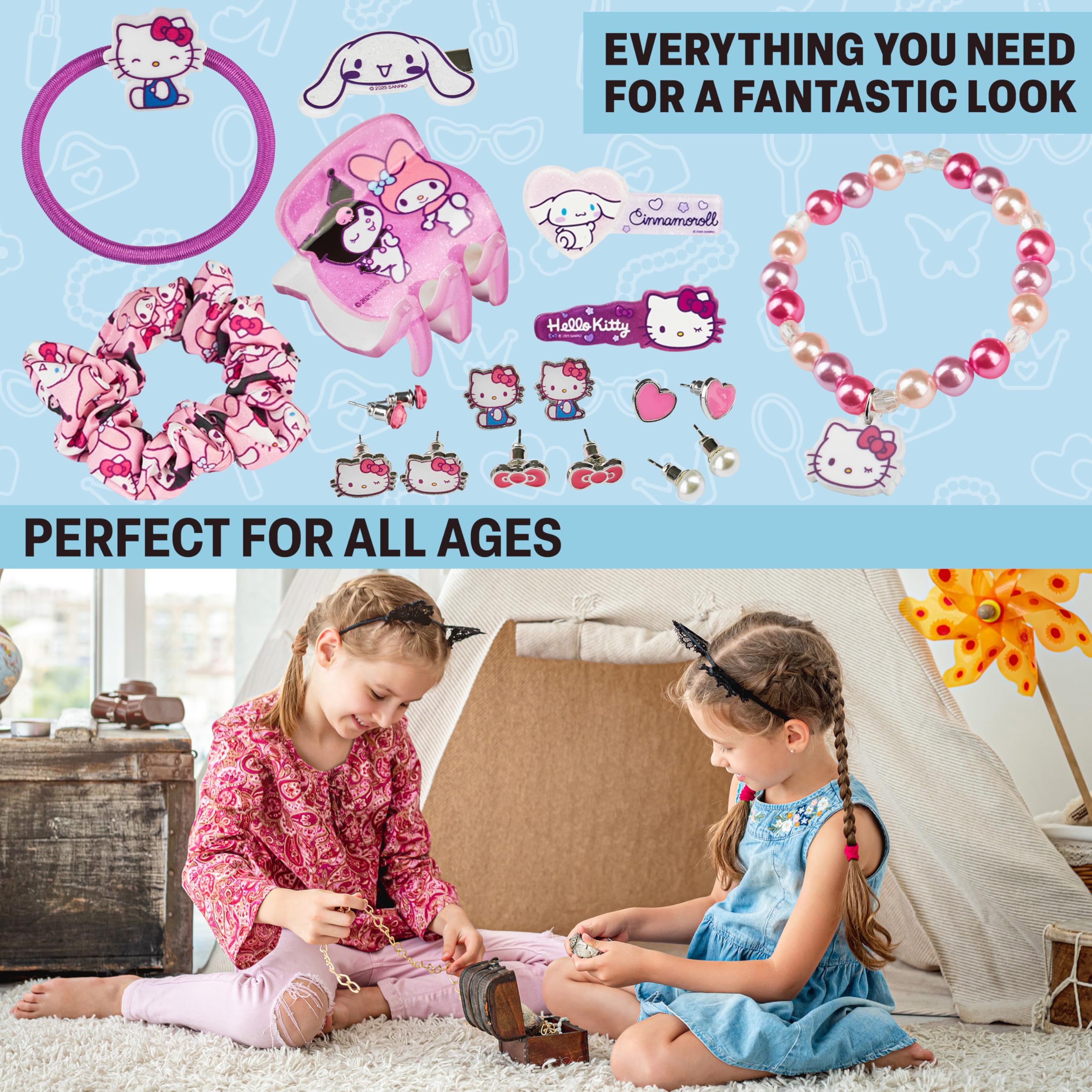 Hello Kitty Sanrio Advent Calendar 2025 Girls, Hair Accessories & Jewellery Christmas Countdown, Hair Clips Scrunchies - Image 4