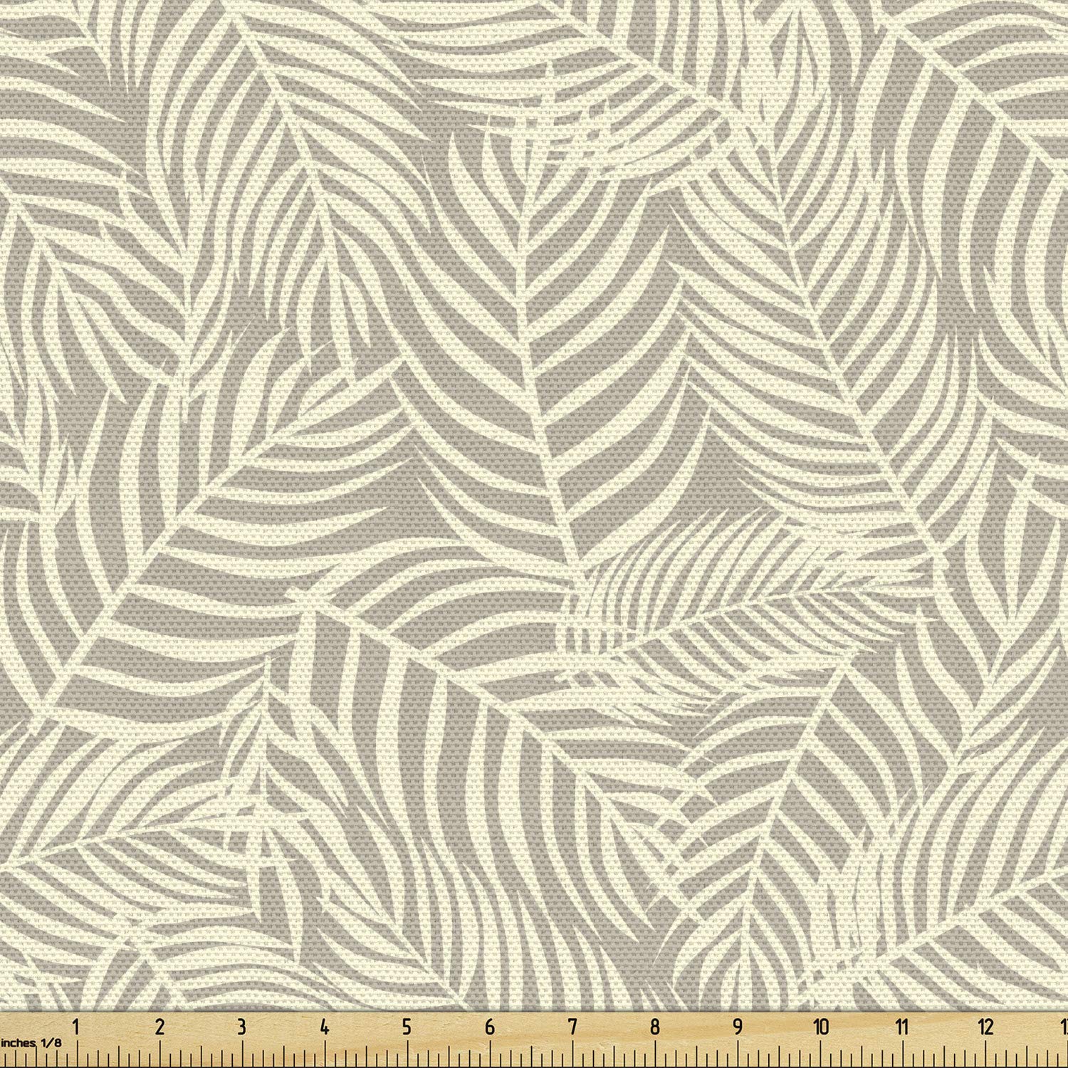 Ambesonne Tropical Fabric by The Yard Simple Design of Exotic Hawaiian Leaves Bloom Botanical Art Decorative Accents Fabric for Indoor and Outdoor Furnishing Curtain Bench Cushion 1 Yard Sepia Cream