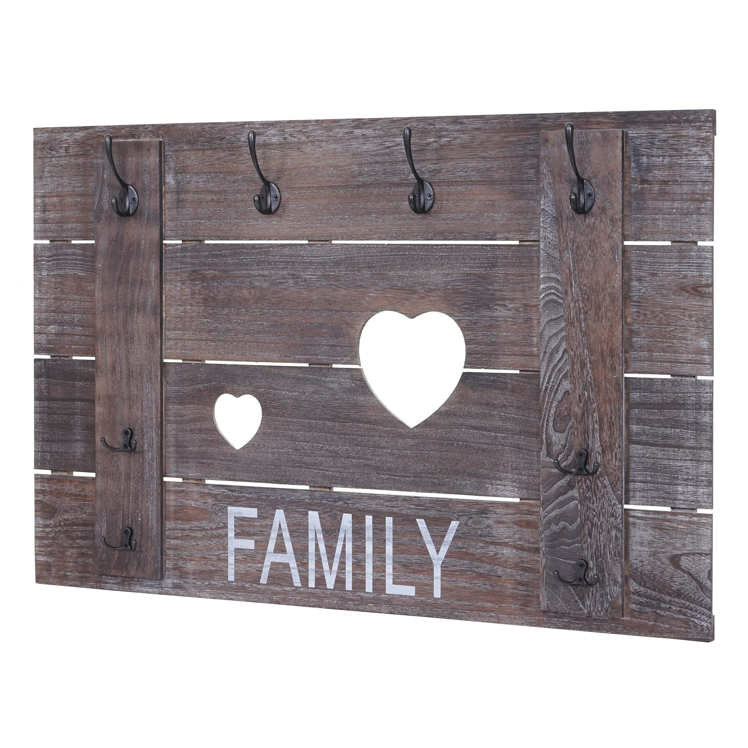 Mendler Wandgarderobe HWC-C89 Family 8 Haken 60x90cm - braun, shabby