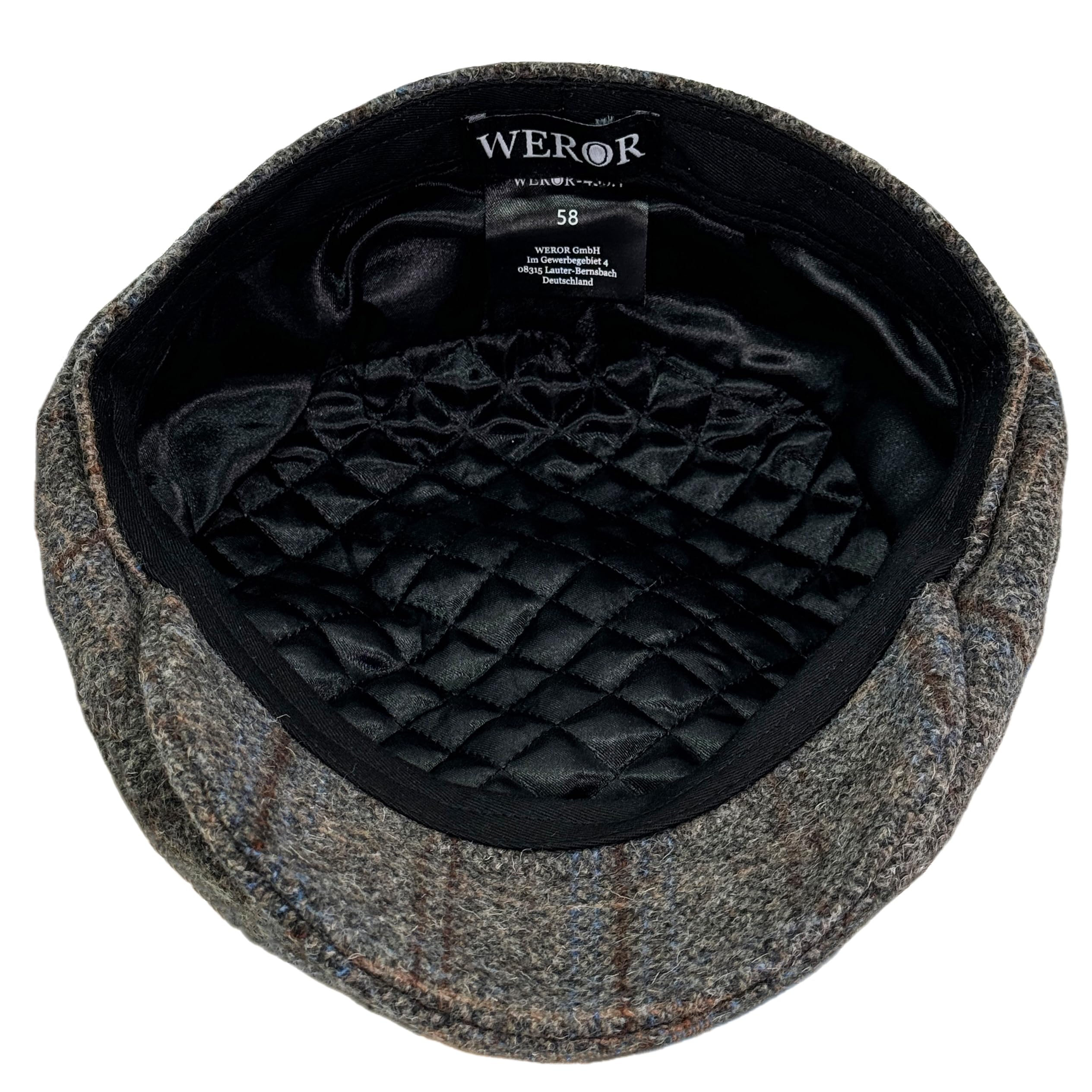 Schiebermütze Herren – Schirmmütze Flatcap Herrenmütze mit Schirm – Mütze mit Steppfutter - 100% Wolle – WEROR-433.1