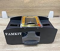 Vista 8 de FAMKIT Barajador automático de cartas de póquer, máquina barajadora de tarjetas eléctrica a pilas para 1-2 cubiertas, barajador portátil de una sola