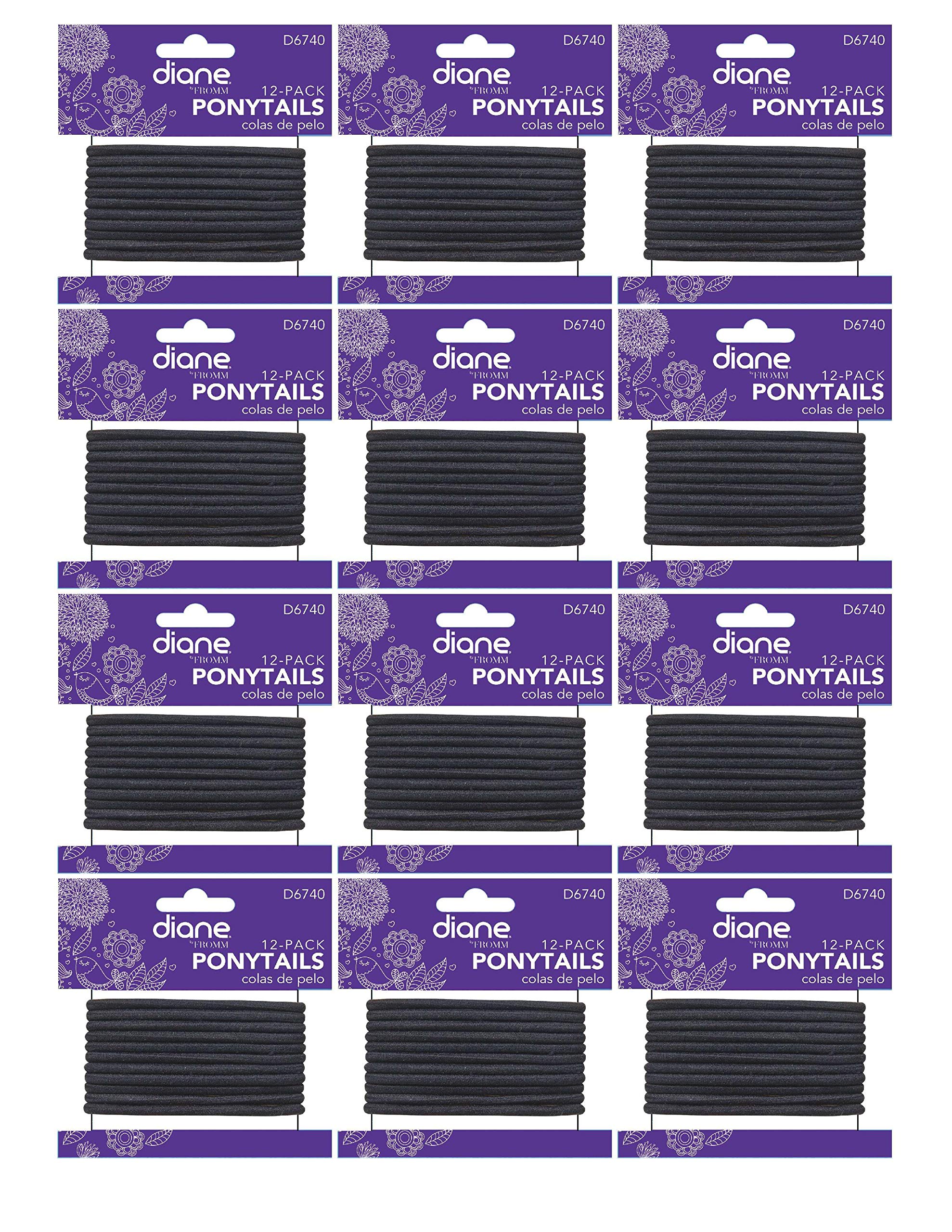 Fromm Diane Ponytails Black 12 Count (12 Pieces)