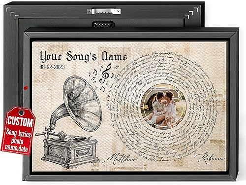 Vista 29 de H-DEWALL Letras de canciones personalizadas, lienzo enmarcado en marrón, música romántica del día de San Valentín, regalo personalizado para marido