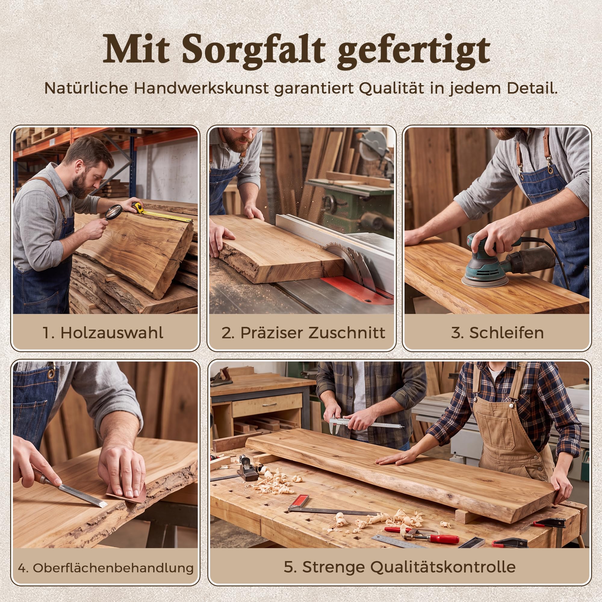 Feihorrm 100cm Wandregal Massivholz Ulmen Schweberegal mit Baumkante