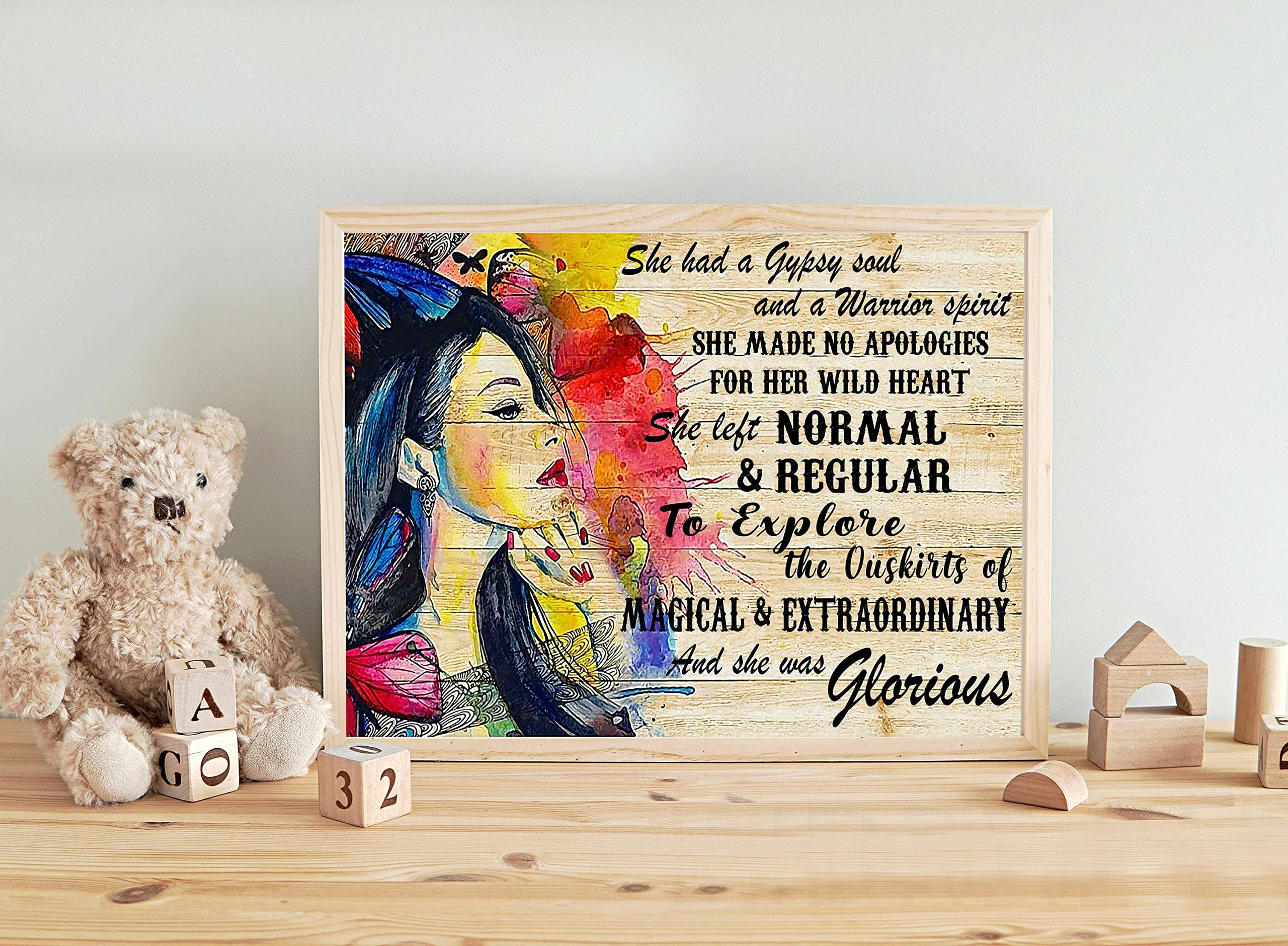 Retro Metal Tin Sign 5.5 X 8 Inches She Had A Gypsy Soul and A Warrior Spirit Poster Hippie Girl Poster Funny Wall Decor Nostalgic Arts Decor Waterproof Plate Decoration Novelty Decorative Crafts