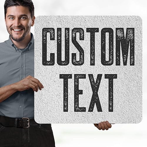 Miniatura 345 de My Sign Center - Letrero personalizado, 11 colores de fuente, 13 estilos de fuente, 4 opciones de agujero, 22 tamaños, 8 x 32 pulgadas, sin óxido,