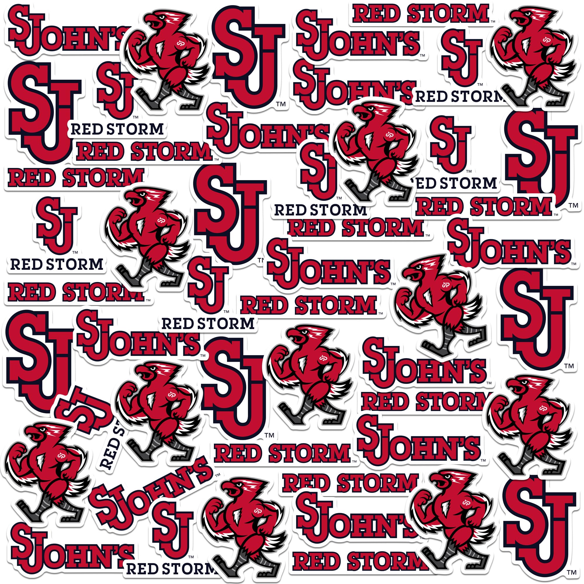 St.Johns University Spirit Logos 50ct Vinyl Large Deluxe Stickers Variety Pack - Laptop, Water Bottle, Scrapbooking, Tablet, Skateboard, Indoor/Outdoor