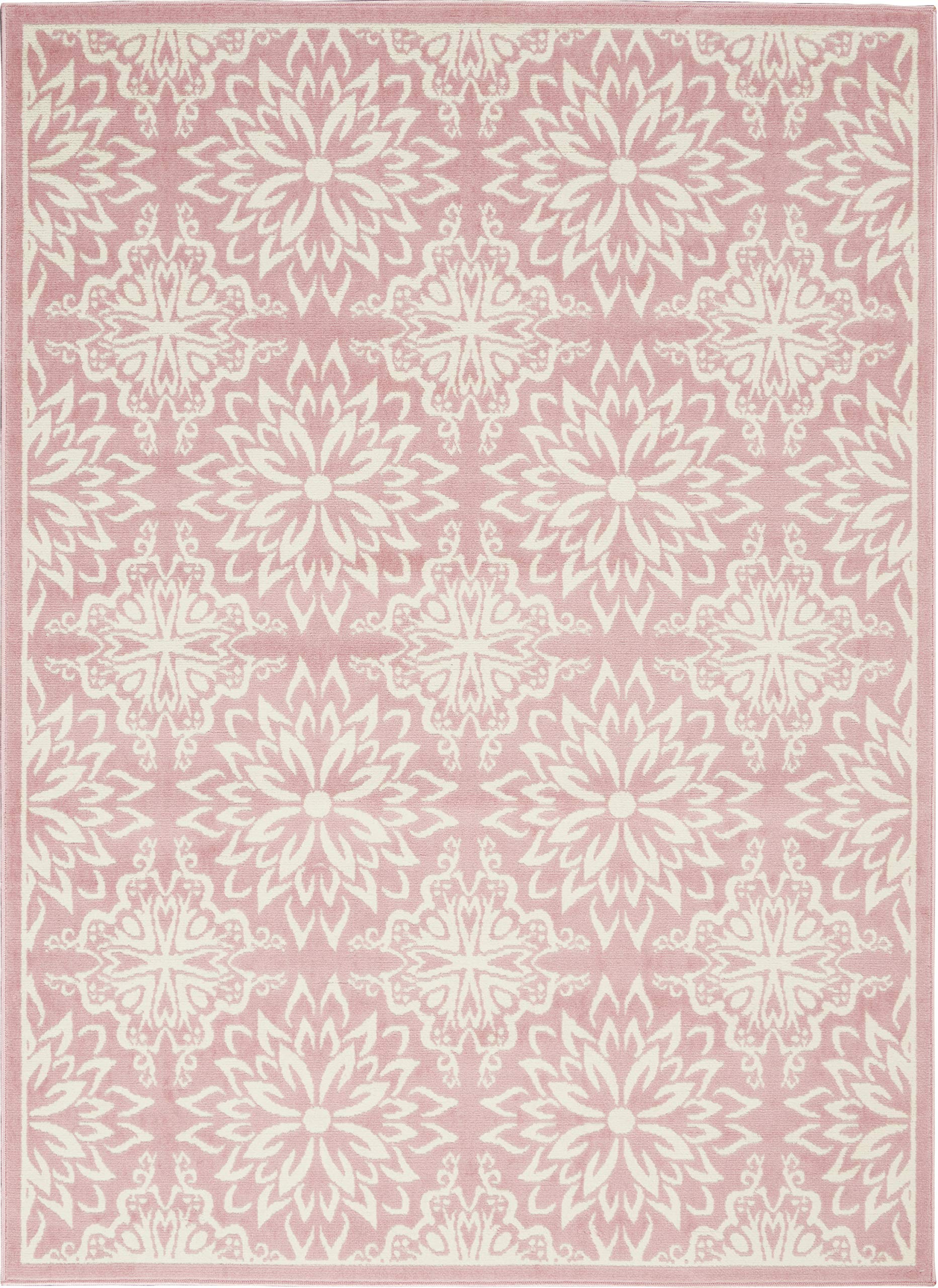 Nourison Jubilant Floral Ivory/Pink 5'3" x 7'3" Area -Rug, Easy -Cleaning, Non Shedding, Bed Room, Living Room, Dining Room, Kitchen (5x7)