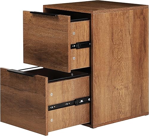 LUCYPAL Archivador de madera con 2 cajones archivador de almacenamiento vertical con barras colgantes para tamaño carta gabinete de almacenamiento