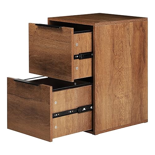 LUCYPAL 2 Drawer File Cabinet,Wood File Cabinets with Hanging Bars for Letter Size,Filing Cabinets for Home Office,Small Filing Cabinet for Office,Brown - Brown
