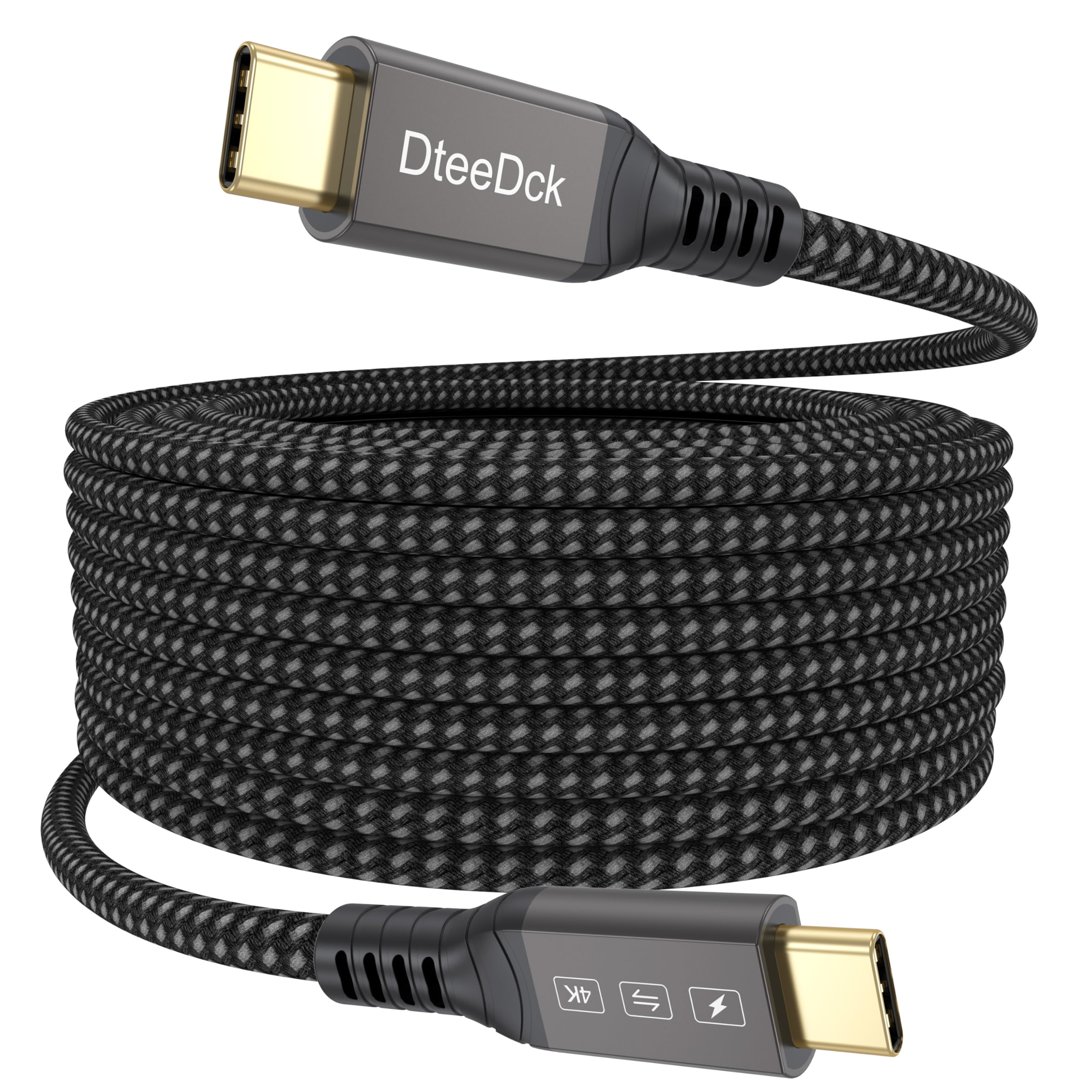 Cavo per monitor USB C extra lungo, 7,6 m, display video 4K a 60 Hz, cavo USBC 3.2 gen 2, ricarica rapida 100 W/trasferimento dati da 20 Gbps da USB-C a tipo C per monitor MacBook Dock Hub SSD esterno