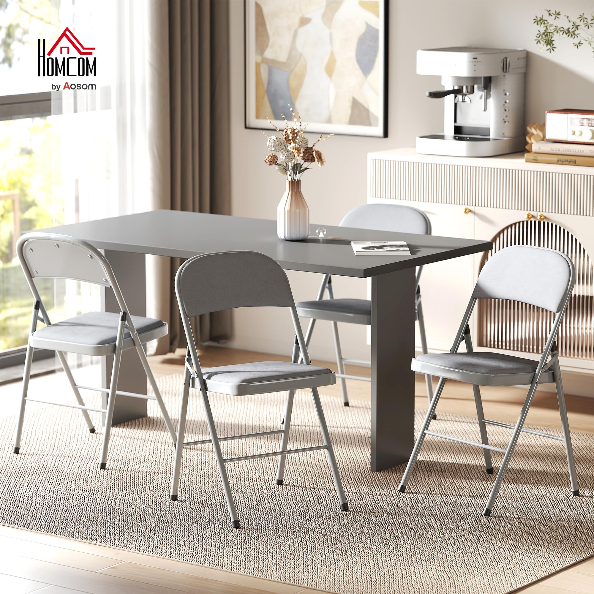 Sedia Pieghevole HOMCOM Set Di Con Sedute E Schienali Imbottiti