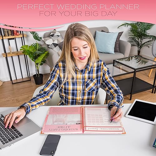 Miniatura 5 de Planificador y organizador de bodas cristiano, libro completo de planificación de bodas con caja de recuerdos, bloc de notas, bolígrafo elegante,