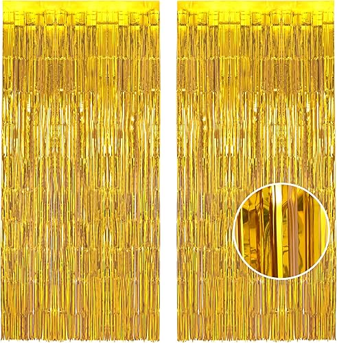 Cortina de flecos de aluminio para decoración de fiesta de Navidad, telón de fondo metálico con purpurina dorada para cabina de fotos, cortinas de