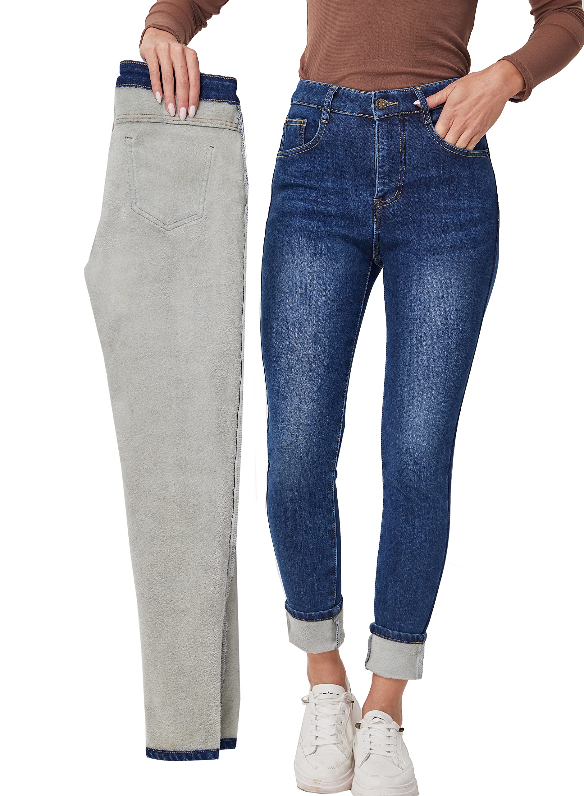 Fakanhui Women's Fleece Lined Jeans