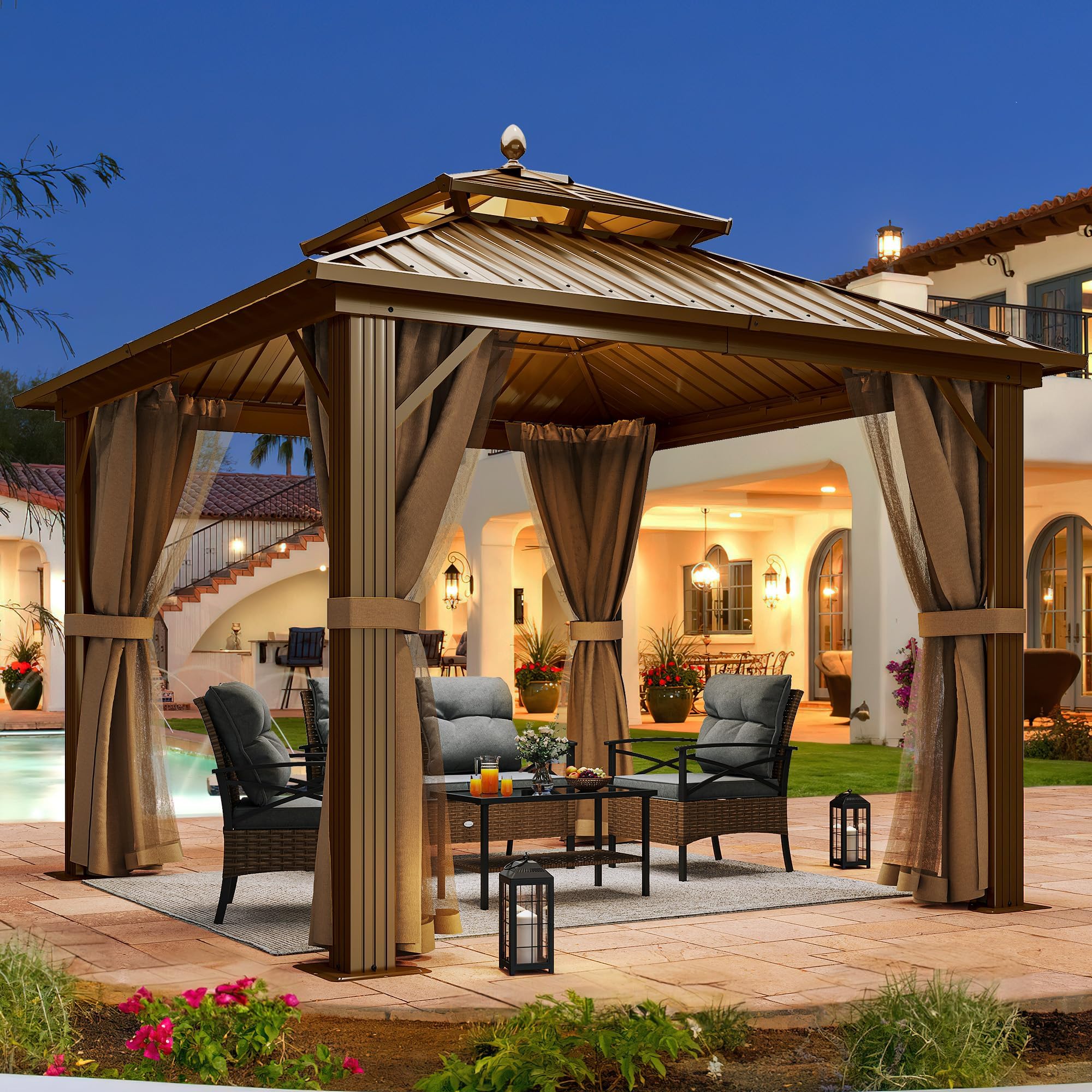 VEVOR Patio Gazebo for 68 Person, 10 x 10 FT Backyard