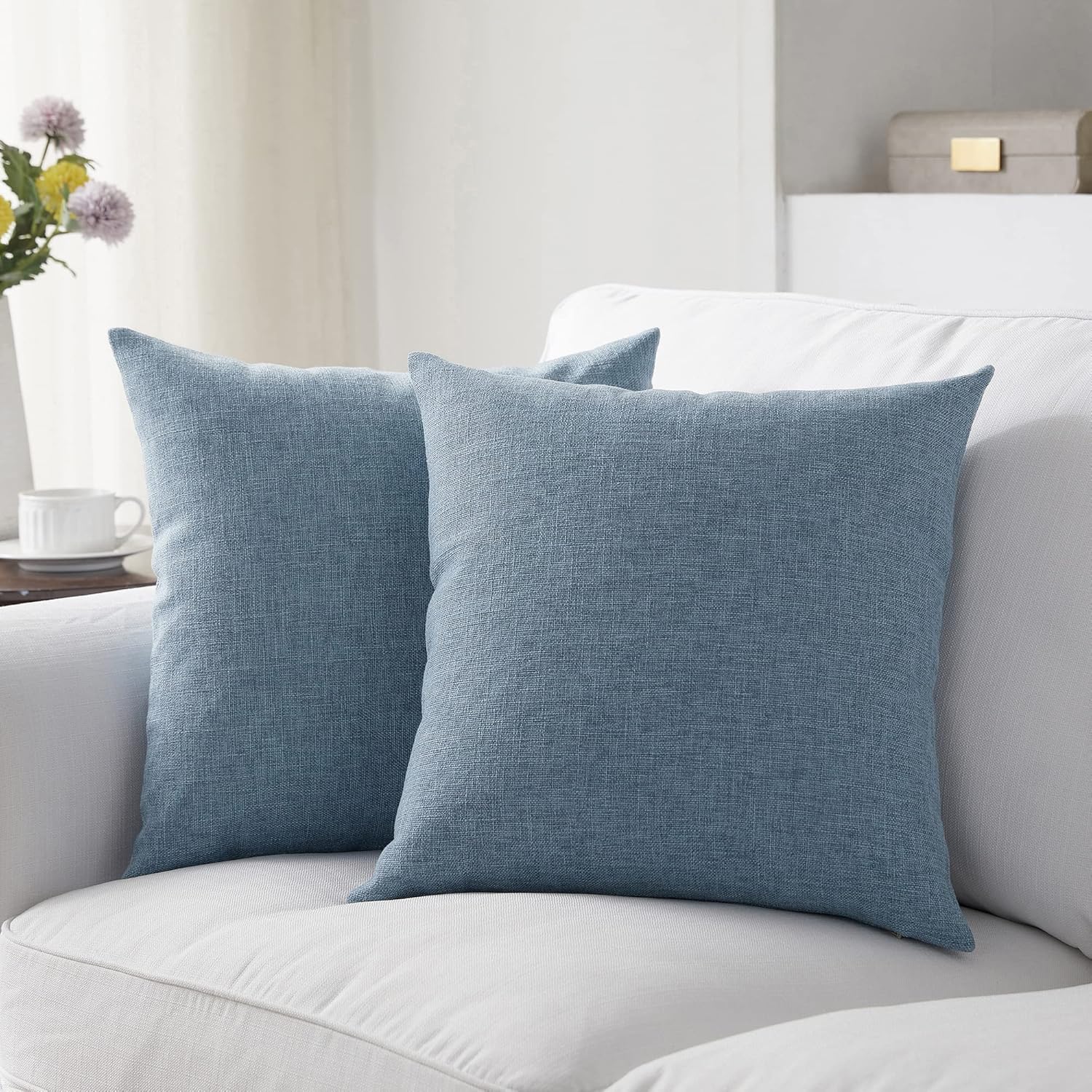 Meekio Set of 2 Deep Grey Blue Pillow Covers 20 x 20 Inch