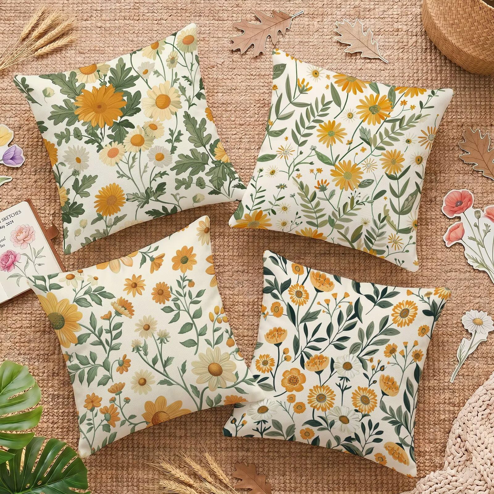 Housses de coussin 65x65 cm orange en velours imperméable pour canapé et jardin C-O57
