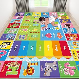 LTKOUGFAM Kids Play Rug for Playroom, Kids Play Mat ABC Educational Area Rug, Toddler Baby Playroom Mat, Alphabet Animal Soft Non-Slip Kids Rug Carpet for Boy Girl Bedroom (110X78.7 INCH Style 2)