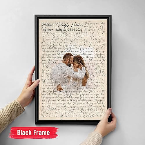 Miniatura 5 de H-DEWALL Regalos para marido de parte de la esposa, lienzo personalizado con marco, discos de vinilo retro, decoración de pared para fotos, póster