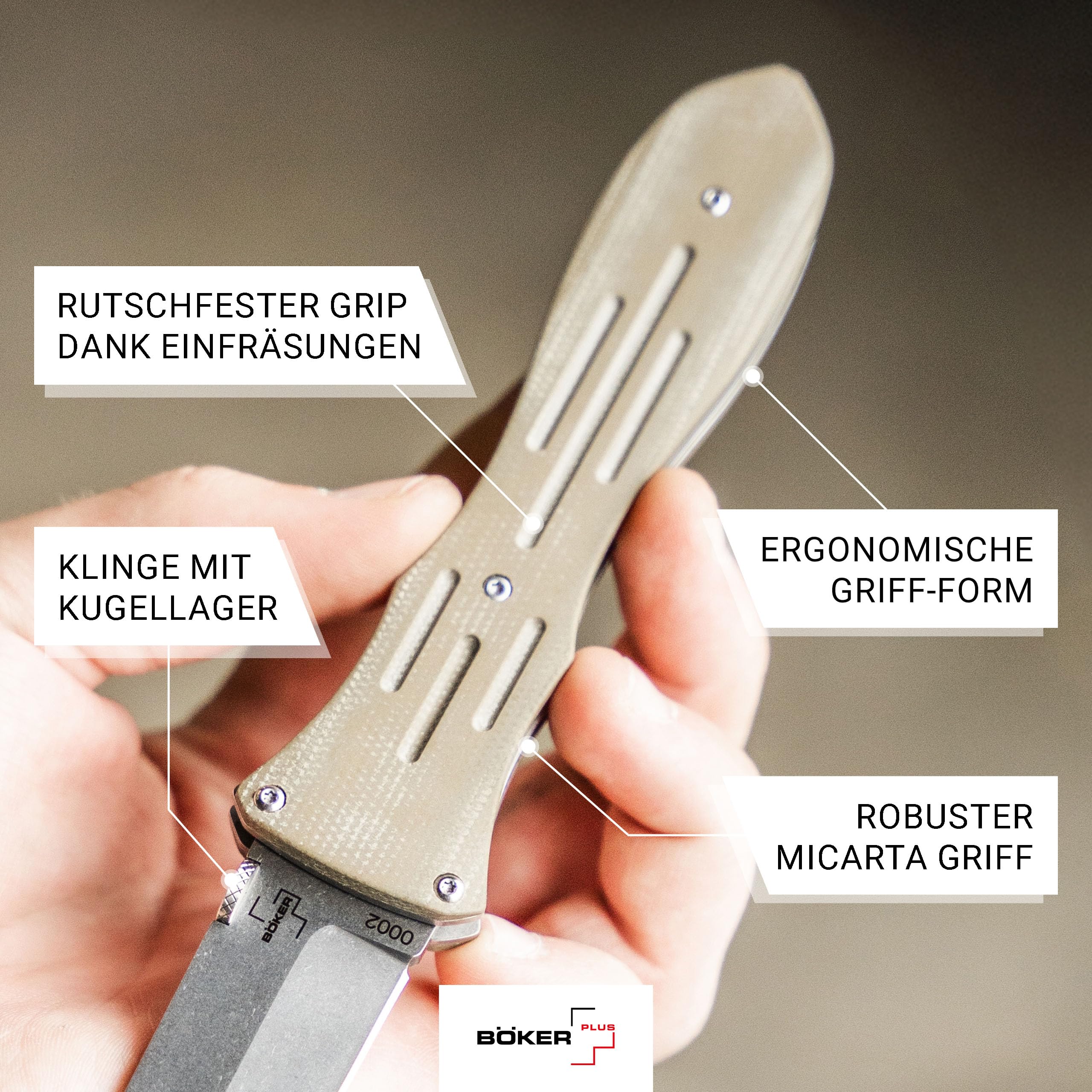 BÖKER PLUS® Atropos - Profi Einhand Taschenmesser mit VG-10 Stahl Dolch Klinge - taktisches Klappmesser - Tactical Linerlock Dagger Knife - 1 Hand Messer mit Micarta Griff - Einsatzmesser mit Clip