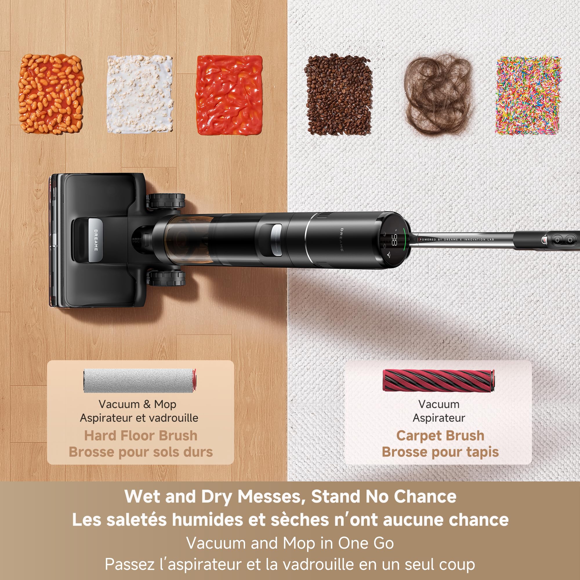 DREAME H15 Pro CarpetFlex aspiradora inalámbrica con mopa, aspiradora húmeda y seca con cepillos duales para pisos duros y alfombras, sin enredos, corte de pelo, succión de 23 kPa, lavadora de pisos