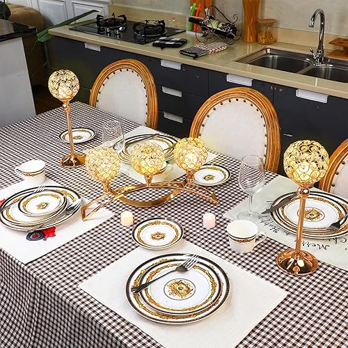 Miniatura 5 de Juego de 3 portavelas de cristal dorado, candelabros con 3 brazos, centros de mesa decorativos, chimenea, sala de estar, decoración para boda,