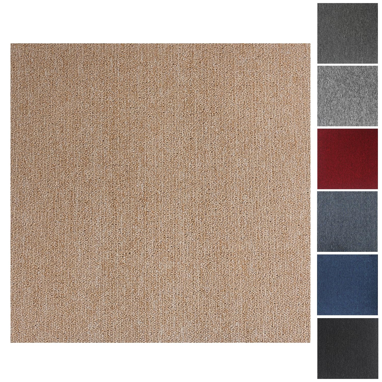 Carpet Tiles, 20pcs Carpet Tiles 50x50 for for Commercial Retail, Office, Home, Kitchen, Bedroom, Living Room, Bathroom (Beige)