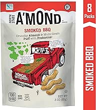 Smoked BBQ Snack Puffs by A'mond Snacks, 8 Pack, 3 oz Each, Almond and Ancient Grain Plant-Based Blend, Gluten-Free and Non-GMO - coolthings.us