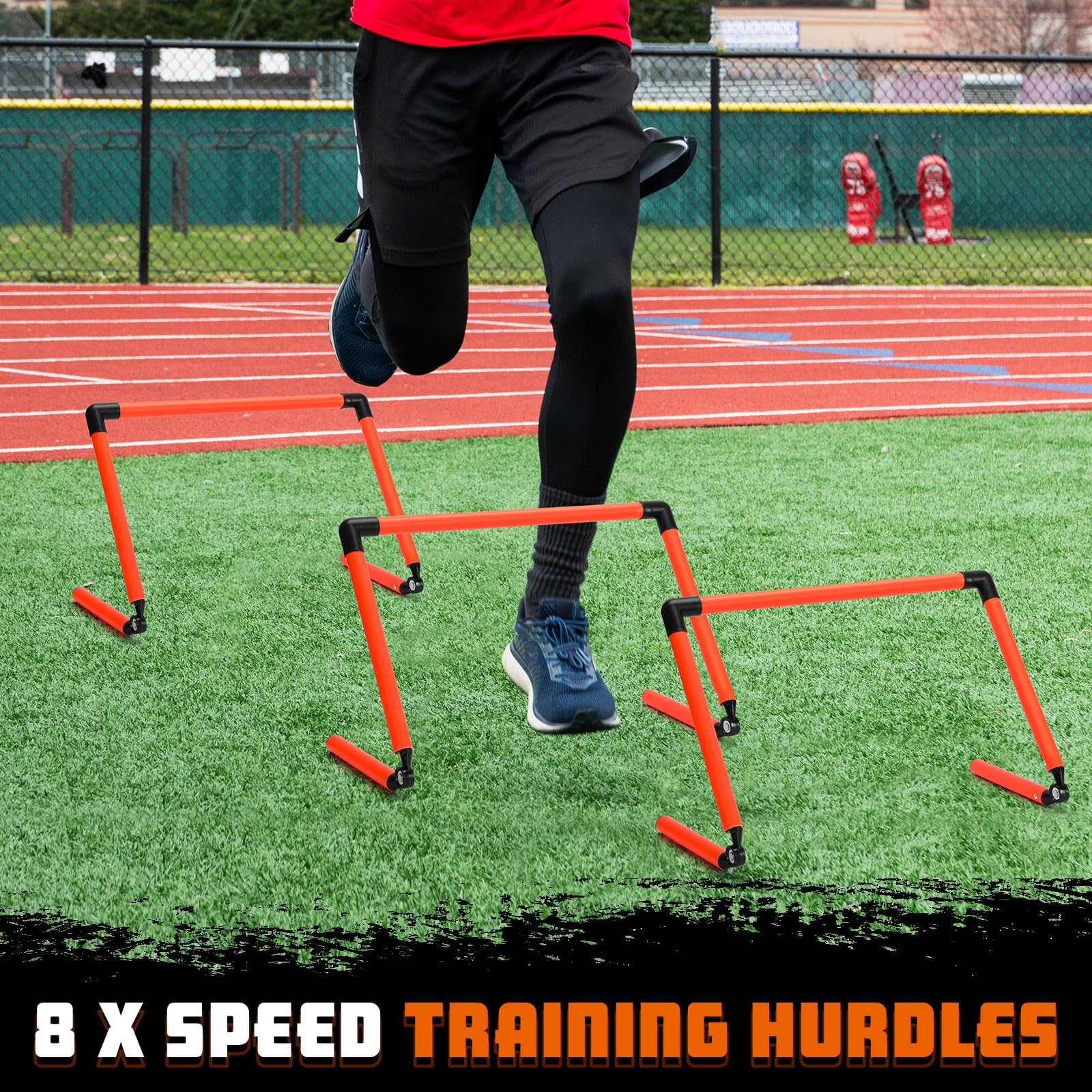 Hollowfly 8 obstáculos de entrenamiento de velocidad ajustables de 6 pulgadas, 9 pulgadas, 12 pulgadas, velocidad de agilidad, obstáculos de entrenamiento, equipo de fitness, pliométrico para atletas
