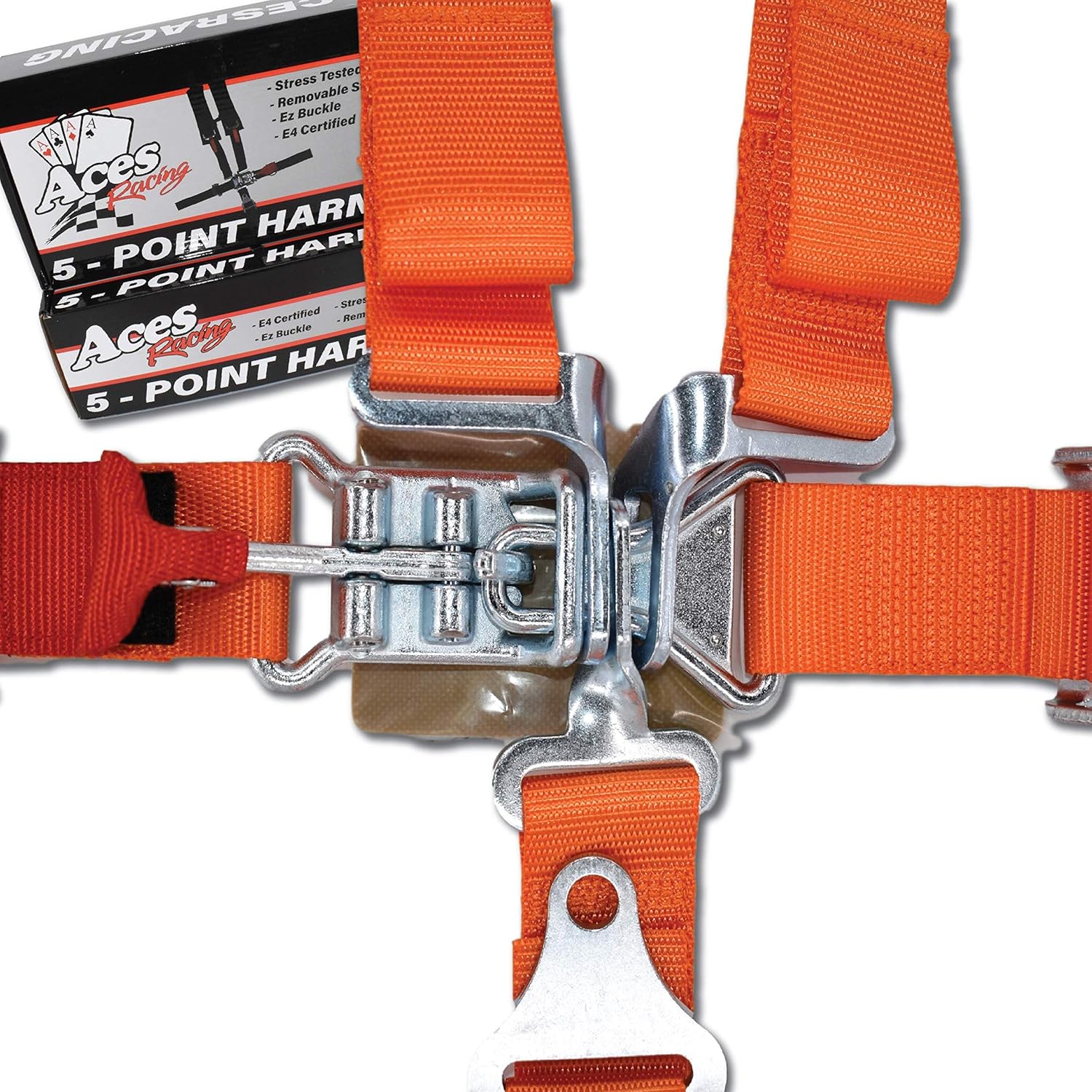 AAAA Aces Racing 5 Point Harness With 2 Inch Padding (Orange)