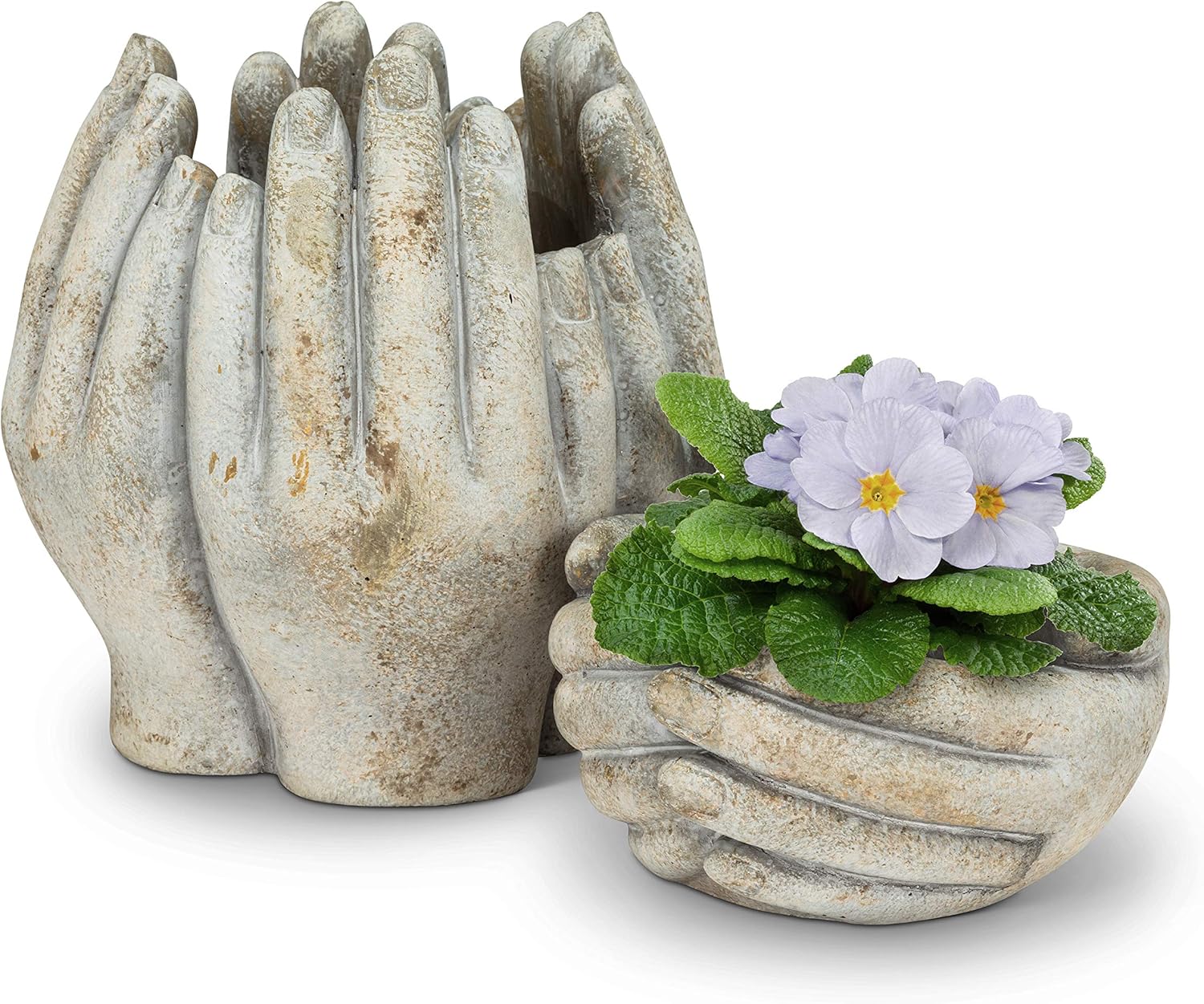 Abbott Collection Small Tall Hands Cement Planter-7" H