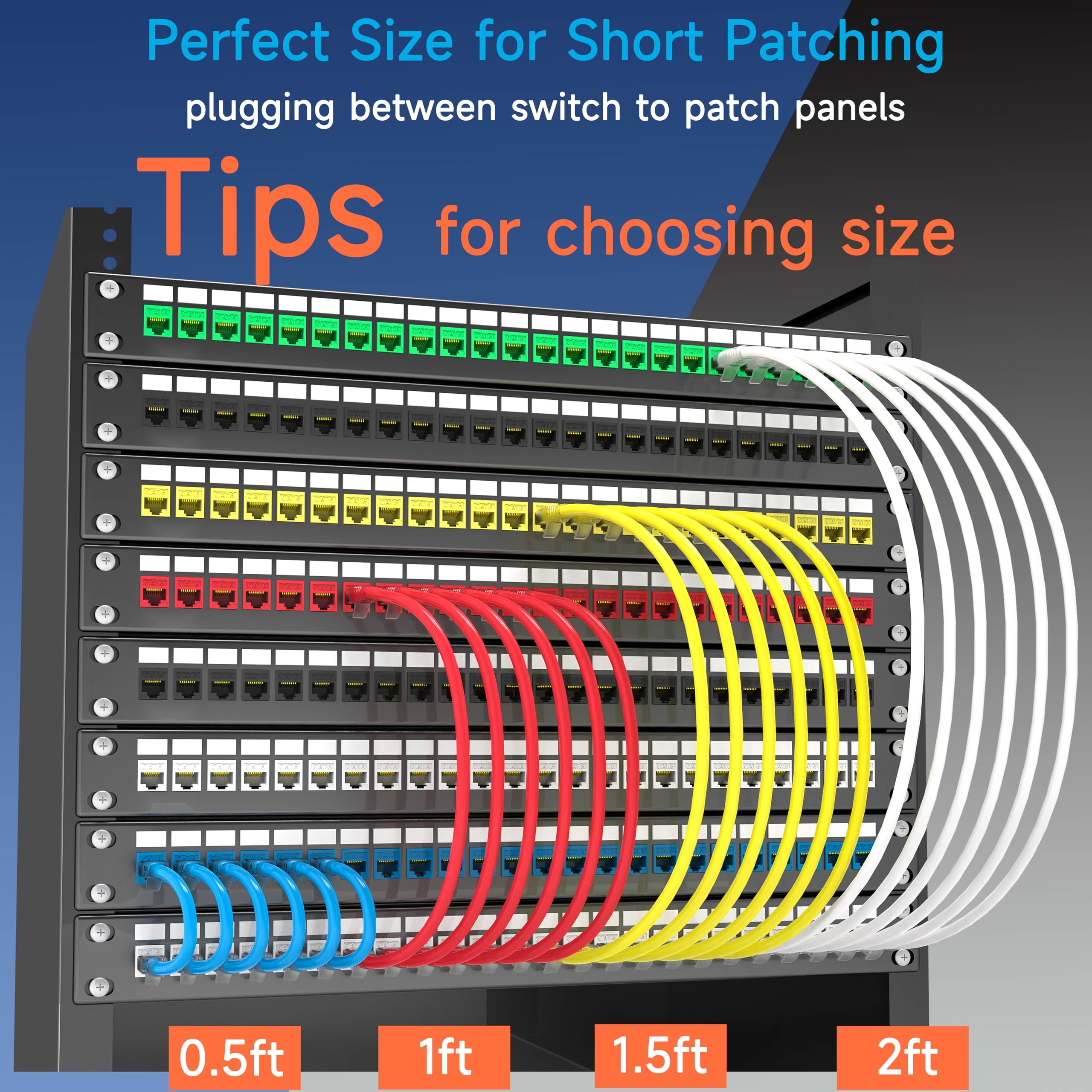 Cable de conexión Ethernet Cat6 de 1 pie (paquete de 10), cable de conexión Cat6 para centros de datos, cable de conexión Cat 6 10G, cables de conexión de red para red doméstica y empresarial