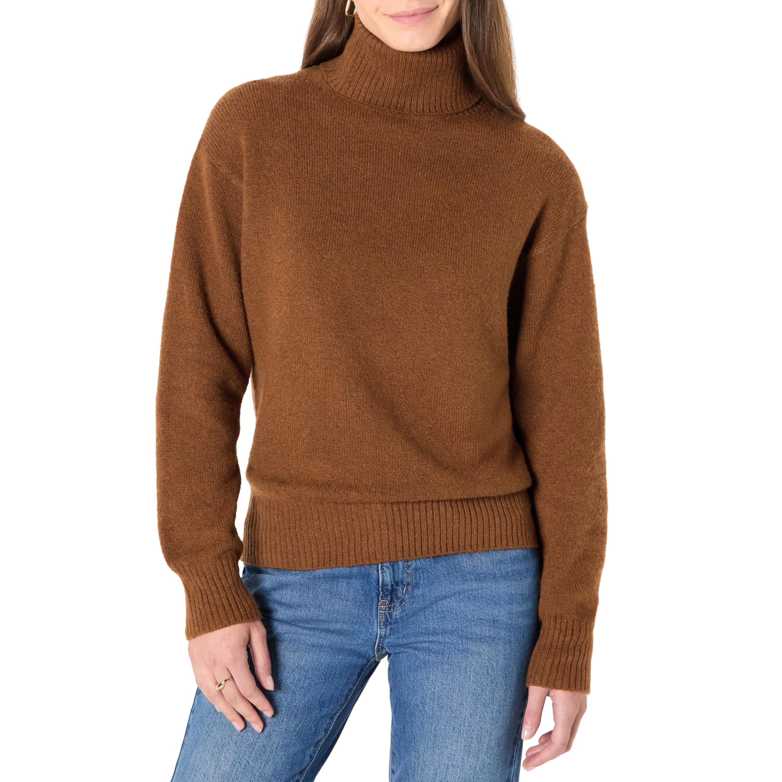 Amazon Essentials Womens Relaxed-Fit Cotton Blend Turtleneck Pullover Sweater