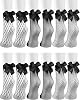 Geyoga 6 Pairs Black Fishnet Socks for Women Short Ankle Socks with Bow Lace Hollow out Elastic Mesh for Cosplay Summer Wear