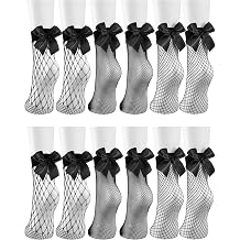 Geyoga 6 Pairs Black Women Fishnet Socks Dress Short Ankle Socks Hollow Mesh Lace for Cosplay Summer Wear