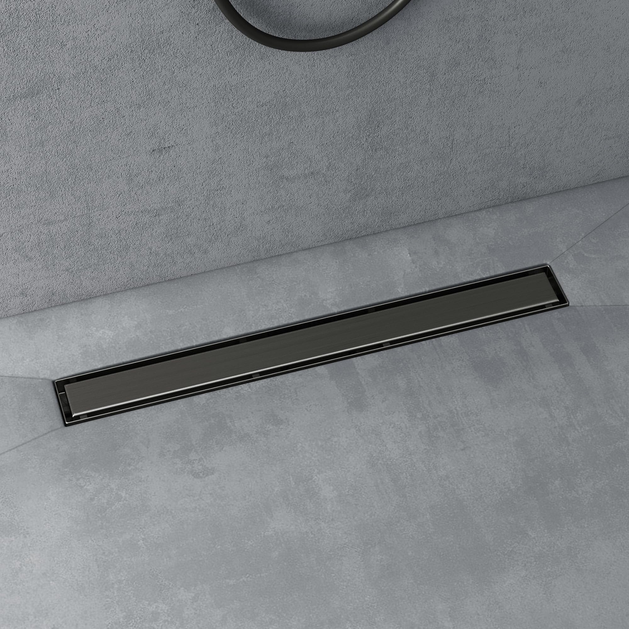 doporro Komplettset Duschrinne 70 cm aus Edelstahl, Bodenablauf in Grau | Design Duschrinne Dusche Duschablauf mit Gruchstop und Haarsieb befliesbar Duschabfluss KE110
