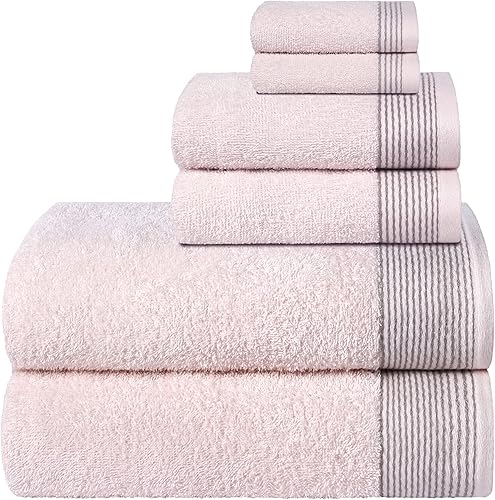 BELIZZI HOME Juego de 6 toallas de 100% algodón ultra suave, contiene 2 toallas de baño de 28 x 55 pulgadas, 2 toallas de mano de 16 x 24 pulgadas y