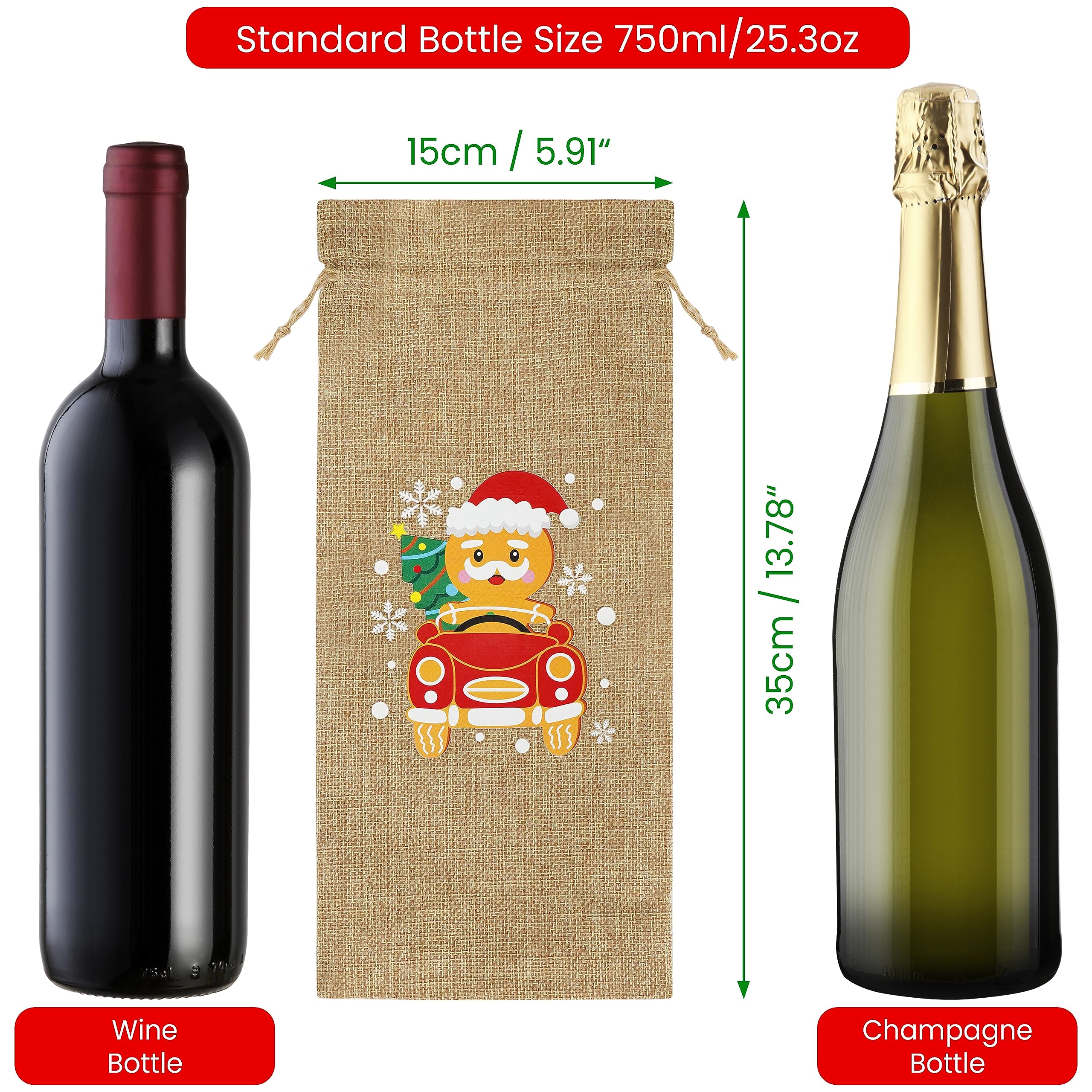 Sacs De Bouteille De Vin En Toile De Jute Avec étiquettes, Tranche De Proximité, Réutilisables, Cadeau De Bouteille De Vin, Fête De Mariage, 750ml, 24 Pièces