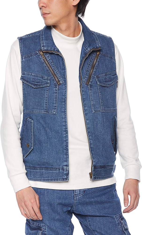 [ボンマックス] デニムフライトベスト RV1901 6:ライトデニム S