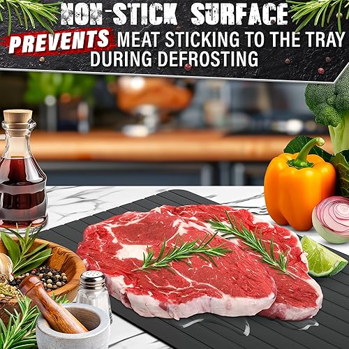Miniatura 9 de Bandeja de descongelación rápida para carne, pescado y verduras congeladas, bandeja de descongelación de carne de aluminio no eléctrica de 11.6 x