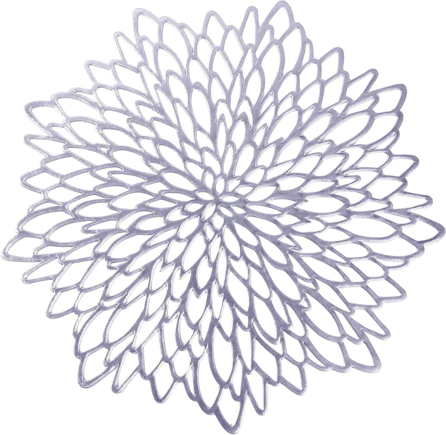 18 Pack Silver Metallic Round Placemats Laminated Vinyl Leaf Dining Table Decoration by Snowkingdom