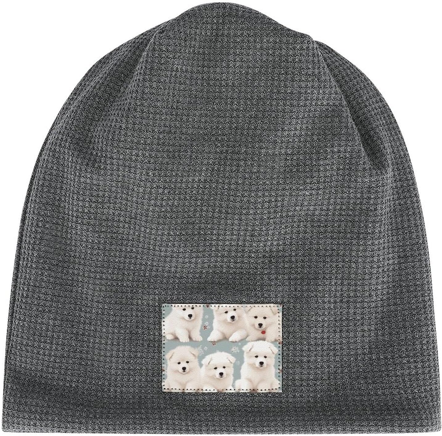 Stylish Little White Dogs Pattern Printed Winter Pullover Hats for Men and Women Combine Warmth and Style
