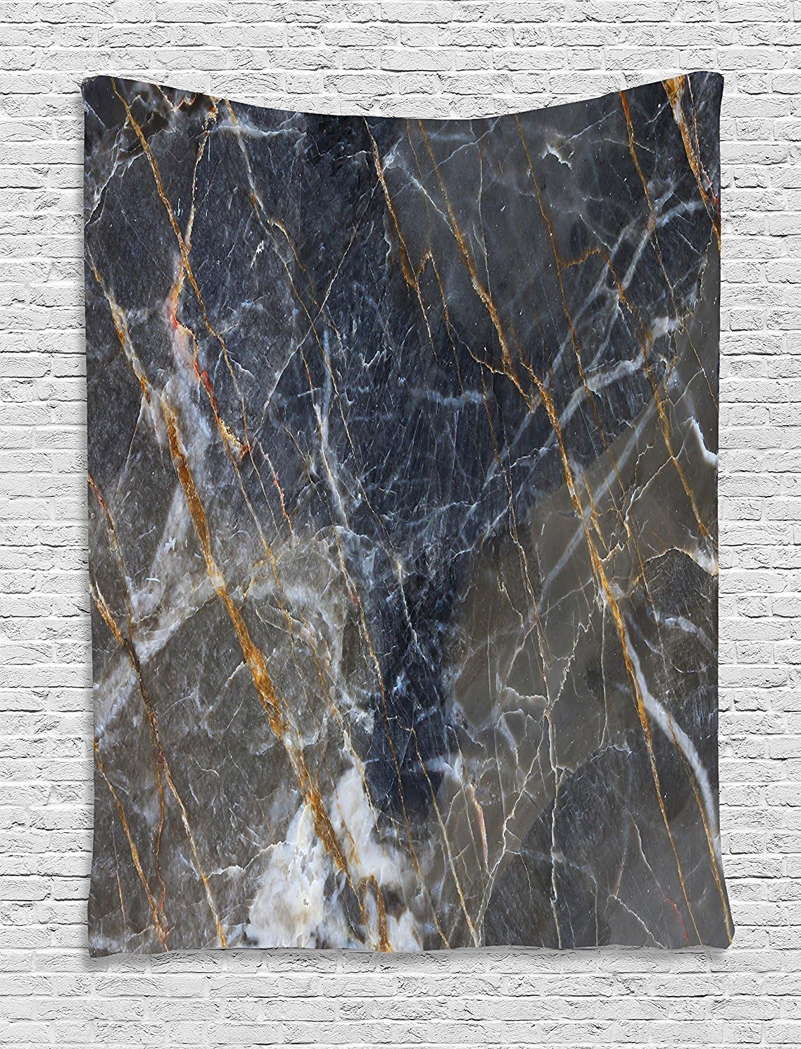 ajnxcid Marble Tapestry, Abstract Medieval Style Architecture Ceramic Textured Artsy Facet Design, Wall Hanging for Bedroom Living Room Dorm, 60 W X 80 L Inches, Charcoal Grey Ginger